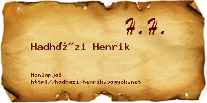 Hadházi Henrik névjegykártya